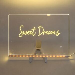 DIY LED Message Board Night Light Acrylic Memo Lamp w/ Stand & USB Dimmer